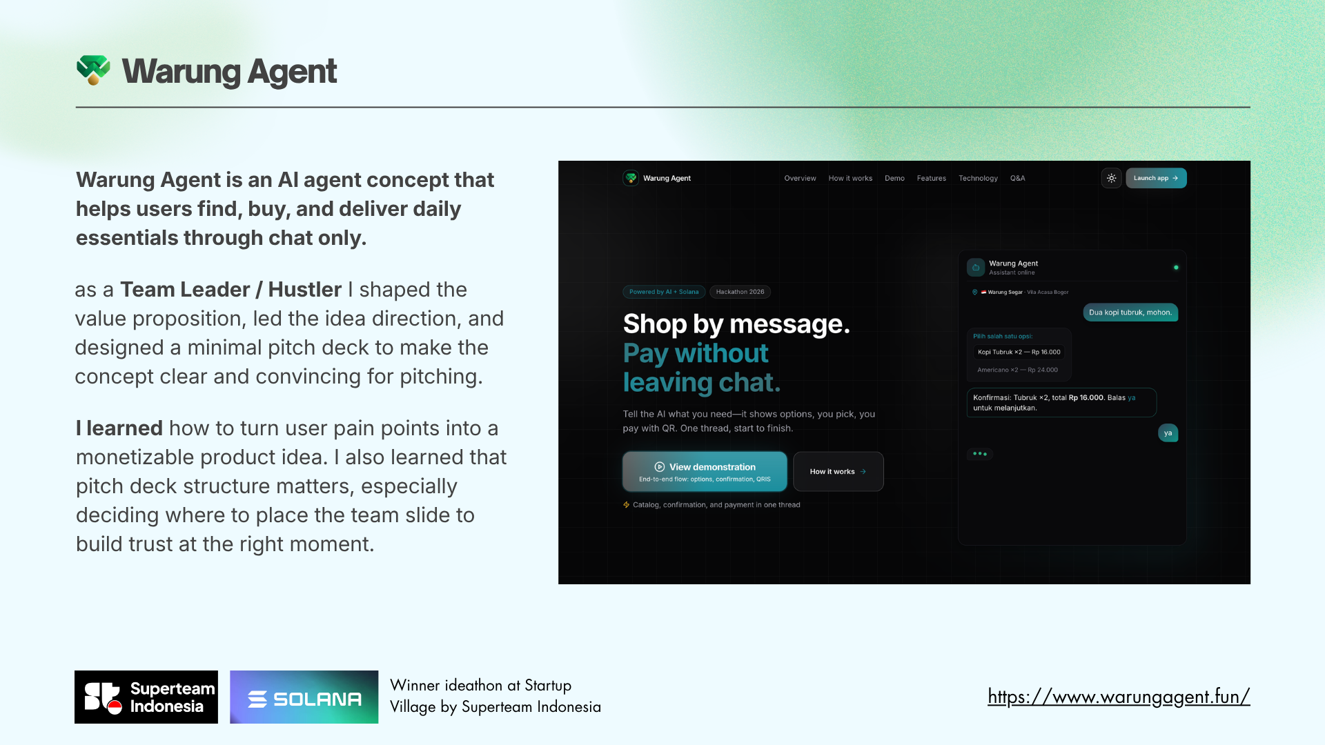 Warung Agent project